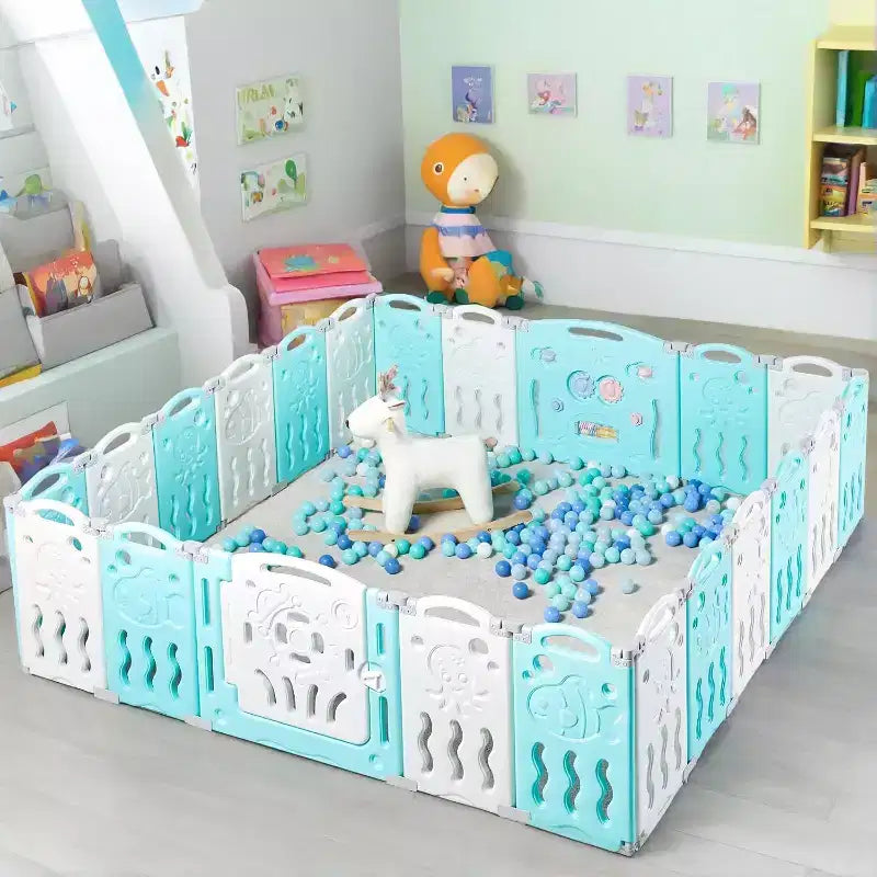 Parc pour bébé AMERLIFE, Parc portable pliable amélioré pour bébé avec panneau de jeu et portillon de sécurité