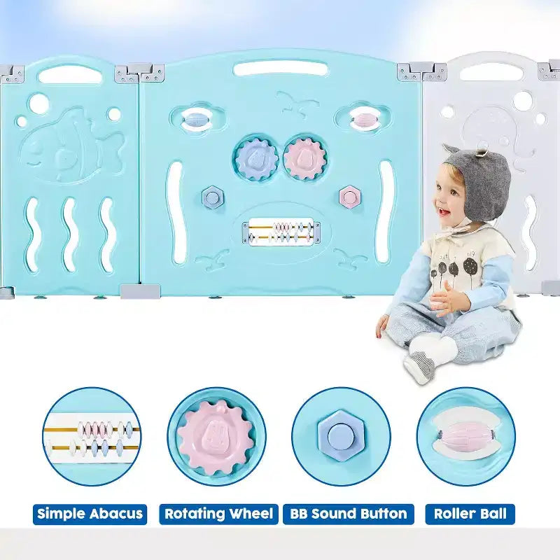 Parc pour bébé AMERLIFE, Parc portable pliable amélioré pour bébé avec panneau de jeu et portillon de sécurité