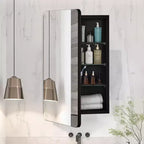 Meuble à pharmacie VEVOR, 16 x 24 pouces, Armoire murale de salle de bain avec cadre en aluminium, Étagères réglables à 2 niveaux, Noir