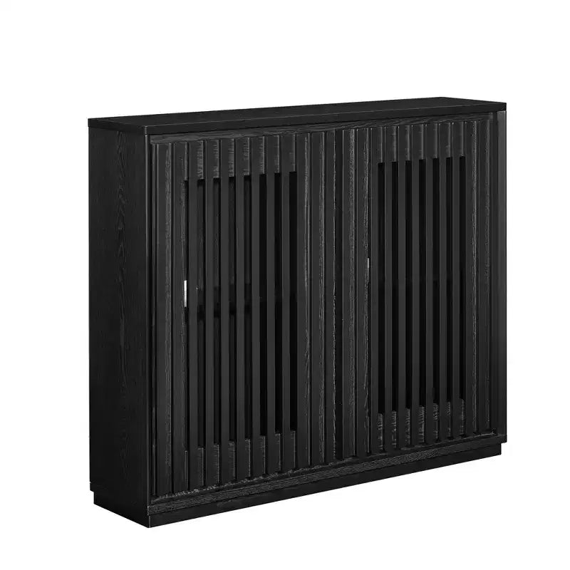 MAYEERTY Buffet moderne du milieu du siècle, cannelé, creux, avec 2 trous de sortie pour entrée et couloir, noir