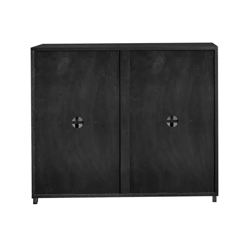 MAYEERTY Buffet moderne du milieu du siècle, cannelé, creux, avec 2 trous de sortie pour entrée et couloir, noir