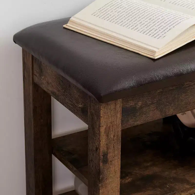 Banc à chaussures rembourré en similicuir Debby Wood de GDFStudio