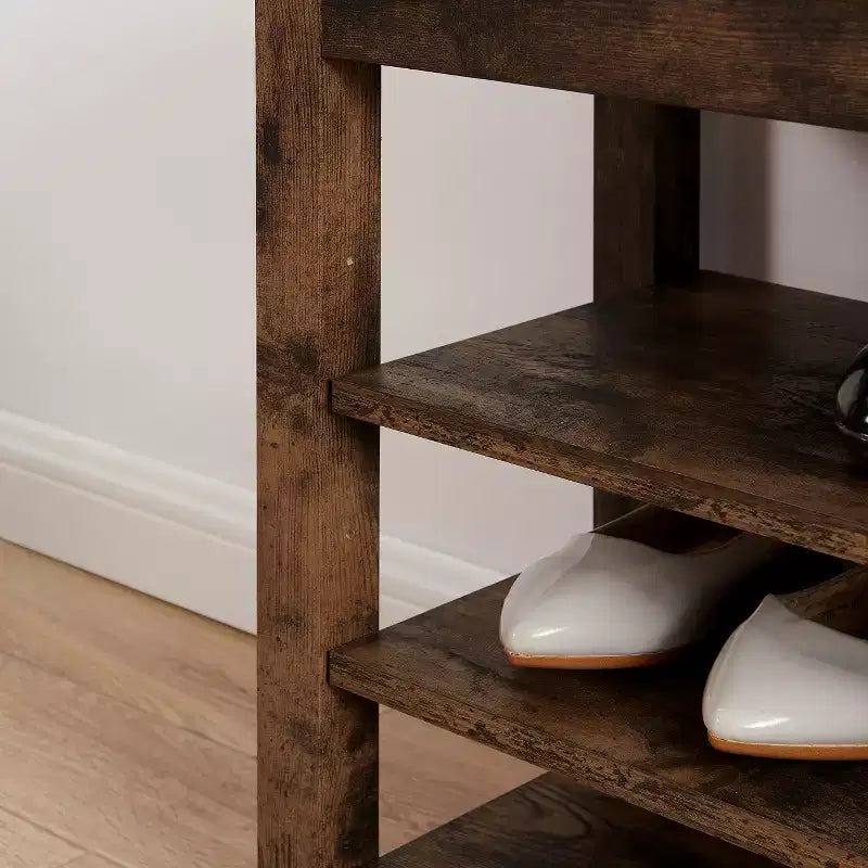 Banc à chaussures rembourré en similicuir Debby Wood de GDFStudio