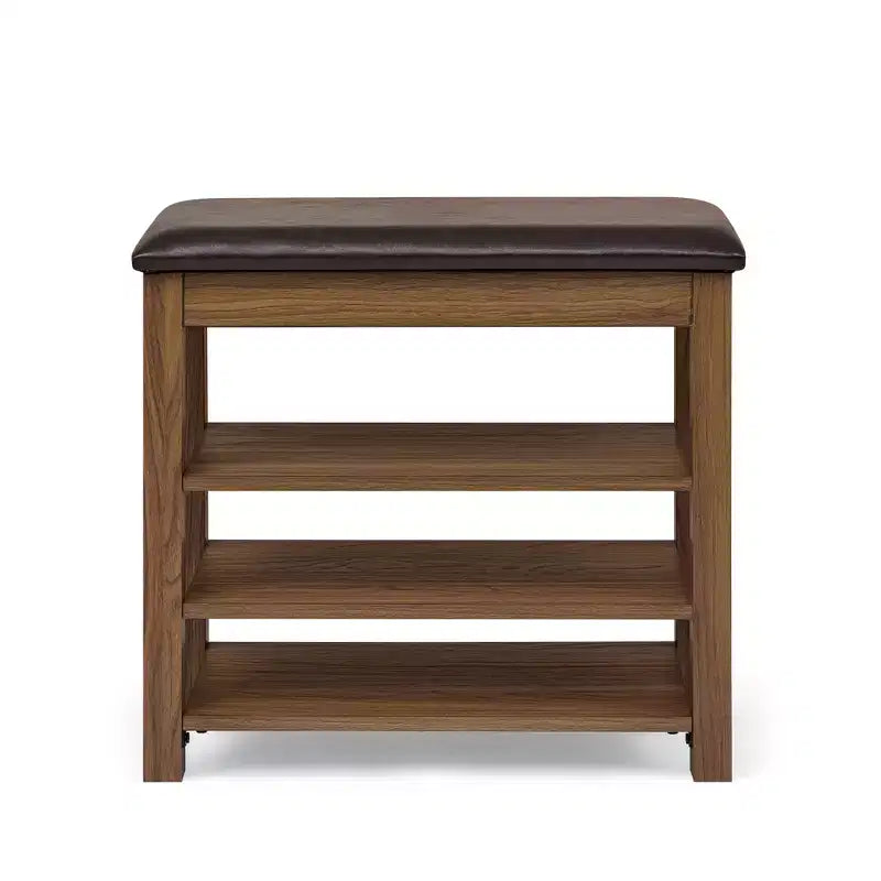 Banc à chaussures rembourré en similicuir Debby Wood de GDFStudio