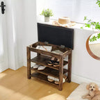 Banc à chaussures rembourré en similicuir Debby Wood de GDFStudio