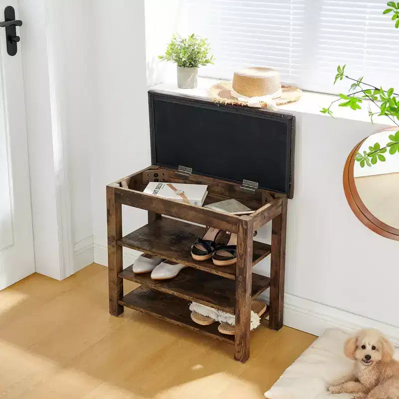 Banc à chaussures rembourré en similicuir Debby Wood de GDFStudio
