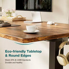 Bureau debout électrique réglable en hauteur ergonomique avec cadre en métal en T et préréglages de mémoire Poste de travail informatique moderne-47.20x23.60x46.40-Marron