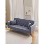 MAYEERTY Causeuse Canapé en Velours Vintage Confortable pour Salon Chambre Gris