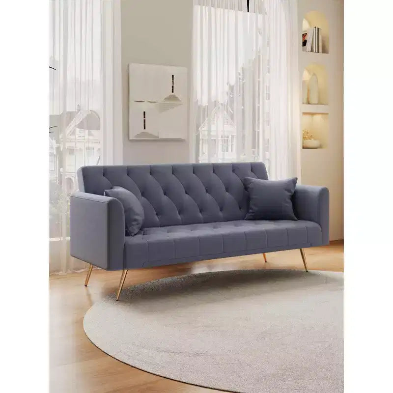MAYEERTY Causeuse Canapé en Velours Vintage Confortable pour Salon Chambre Gris