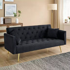 MAYEERTY Causeuse Canapé en Velours Vintage Confortable pour Salon Chambre Noir