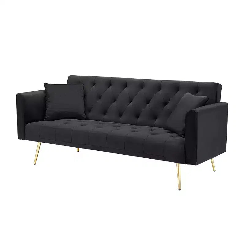 MAYEERTY Causeuse Canapé en Velours Vintage Confortable pour Salon Chambre Noir