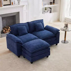 HYLEORY Canapé d'angle 3 places en tissu chenille de 190 cm avec pouf