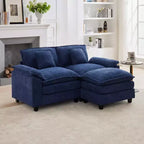 HYLEORY Canapé d'angle 3 places en tissu chenille de 190 cm avec pouf
