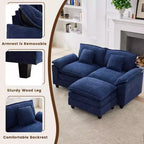 HYLEORY Canapé d'angle 3 places en tissu chenille de 190 cm avec pouf