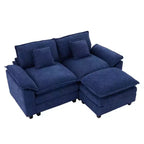 HYLEORY Canapé d'angle 3 places en tissu chenille de 190 cm avec pouf