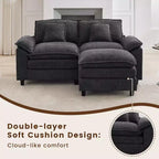 HYLEORY Canapé d'angle 3 places en tissu chenille de 190 cm avec pouf