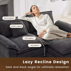 HYLEORY Canapé d'angle 3 places en tissu chenille de 190 cm avec pouf