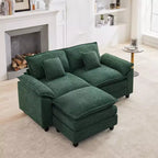 HYLEORY Canapé d'angle 3 places en tissu chenille de 190 cm avec pouf