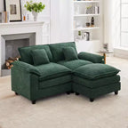 HYLEORY Canapé d'angle 3 places en tissu chenille de 190 cm avec pouf