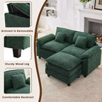 HYLEORY Canapé d'angle 3 places en tissu chenille de 190 cm avec pouf