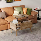 Table basse relevable HOMLUX avec rangement caché, étagère latérale, noir/marron/gris