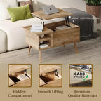 Table basse relevable HOMLUX avec rangement caché, étagère latérale, noir/marron/gris