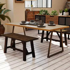 Costway Banc de salle à manger en bois 1/2 pièces, banc à chaussures de ferme, siège d'entrée avec cadre en bois d'hévéa