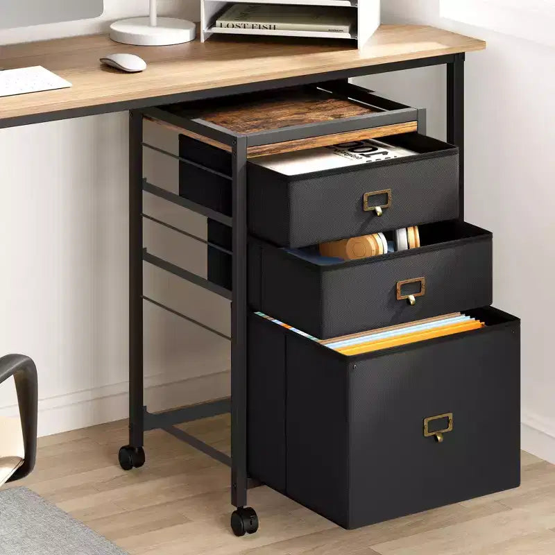 Meuble de classement à tiroirs, classeur mobile, support d'imprimante roulant pour format A4 ou lettre, classeur vertical en tissu avec roulettes, sous l'armoire de rangement