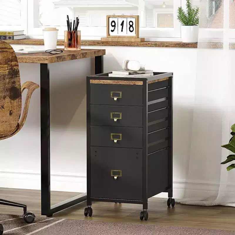 Meuble de classement à tiroirs, classeur mobile, support d'imprimante roulant pour format A4 ou lettre, classeur vertical en tissu avec roulettes, sous l'armoire de rangement
