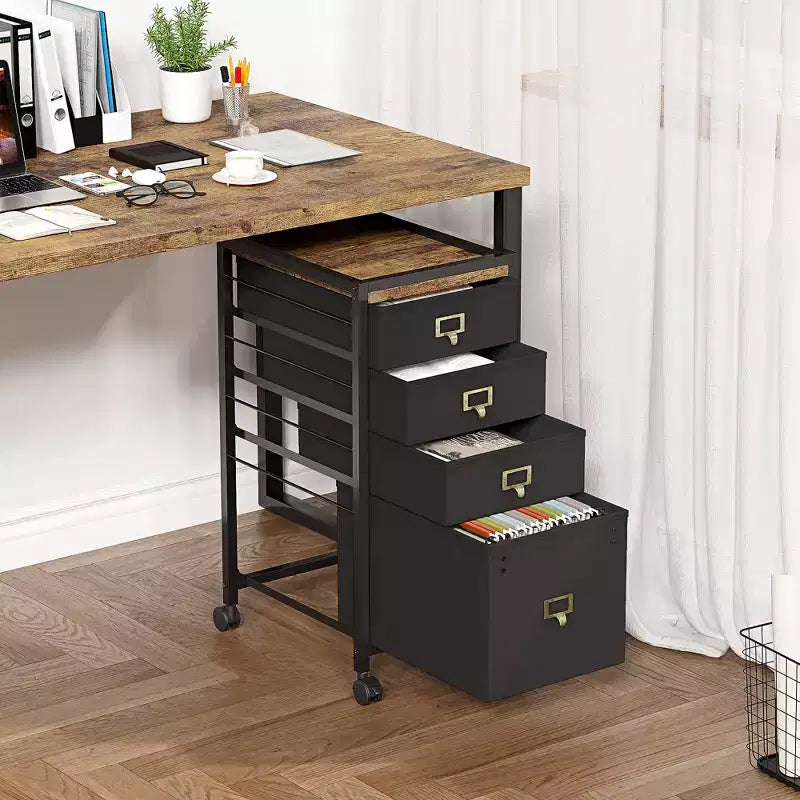 Meuble de classement à tiroirs, classeur mobile, support d'imprimante roulant pour format A4 ou lettre, classeur vertical en tissu avec roulettes, sous l'armoire de rangement
