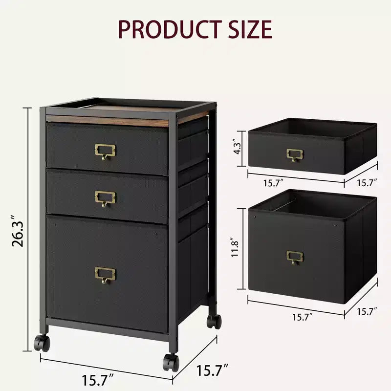 Meuble de classement à tiroirs, classeur mobile, support d'imprimante roulant pour format A4 ou lettre, classeur vertical en tissu avec roulettes, sous l'armoire de rangement