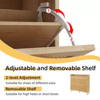 Meuble à chaussures en rotin GustoWave, Armoire de rangement pour chaussures avec 4 tiroirs basculants, Meuble à chaussures autonome en bois avec rangement dissimulé