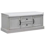 Banc de rangement TUYOHW avec 2 tiroirs et 2 placards, banc à chaussures avec coussin amovible pour salon et entrée, finition gris délavé