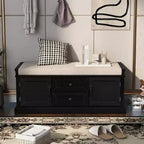 Banc de rangement TUYOHW avec 2 tiroirs et 2 placards, banc à chaussures avec coussin amovible pour salon et entrée, noir