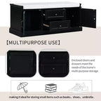 Banc de rangement TUYOHW avec 2 tiroirs et 2 placards, banc à chaussures avec coussin amovible pour salon et entrée, noir