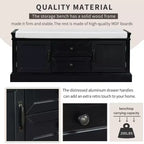 Banc de rangement TUYOHW avec 2 tiroirs et 2 placards, banc à chaussures avec coussin amovible pour salon et entrée, noir
