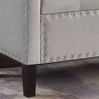 TUYOHW Banc de rangement capitonné avec boutons et clous, siège rembourré doux avec accoudoir pour entrée et salon, gris