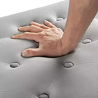 TUYOHW Banc de rangement capitonné avec boutons et clous, siège rembourré doux avec accoudoir pour entrée et salon, gris