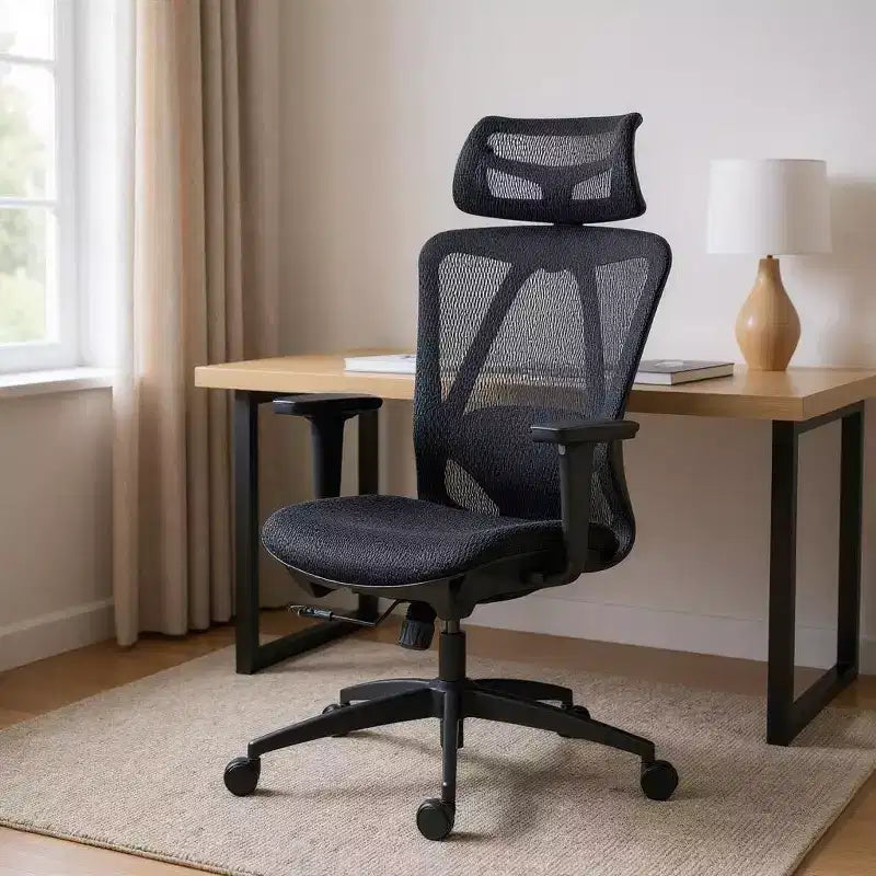 Chaise de bureau pivotante à roulettes HomeRoots noire réglable en hauteur