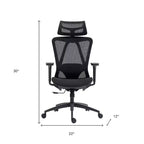 Chaise de bureau pivotante à roulettes HomeRoots noire réglable en hauteur