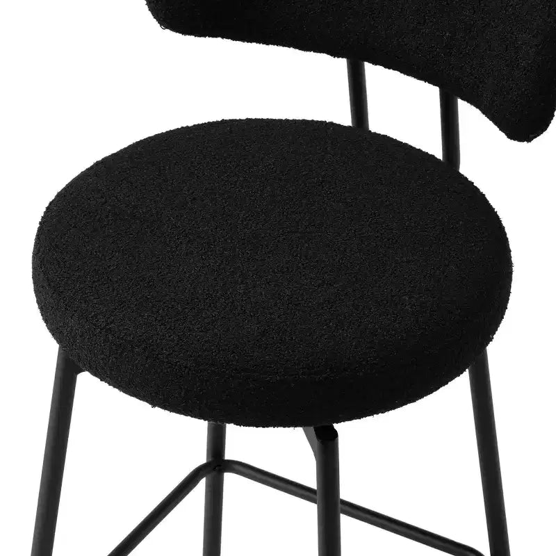 WestinTrends Alexandria Tabourets de bar à hauteur de comptoir modernes en tissu imitation fourrure de mouton avec dossier (lot de 2)