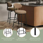 WestinTrends Alexandria Tabourets de bar à hauteur de comptoir modernes en tissu imitation fourrure de mouton avec dossier (lot de 2)