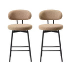 WestinTrends Alexandria Tabourets de bar à hauteur de comptoir modernes en tissu imitation fourrure de mouton avec dossier (lot de 2)