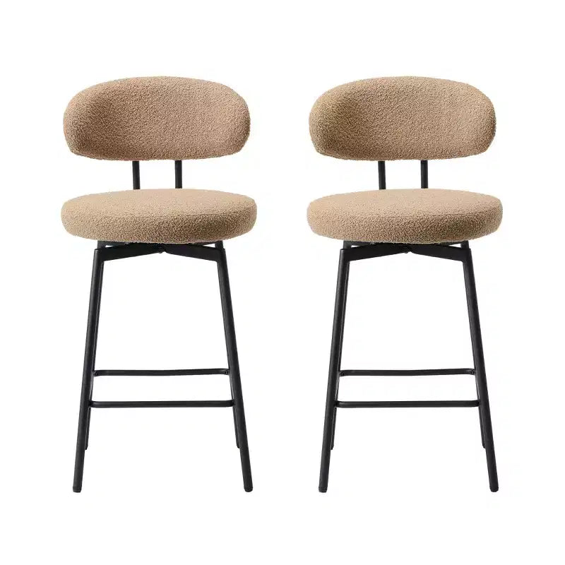 WestinTrends Alexandria Tabourets de bar à hauteur de comptoir modernes en tissu imitation fourrure de mouton avec dossier (lot de 2)