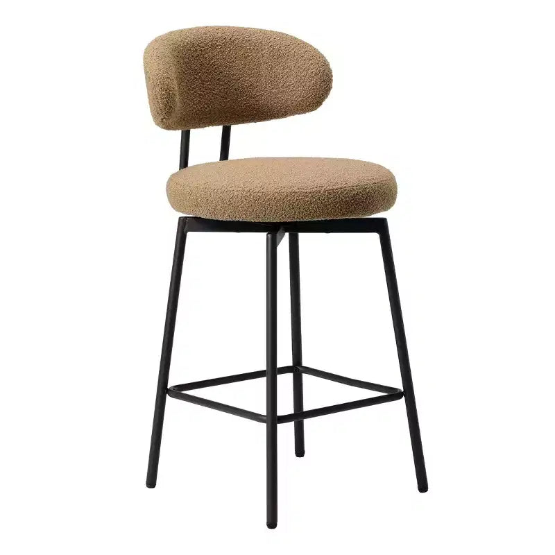 WestinTrends Alexandria Tabourets de bar à hauteur de comptoir modernes en tissu imitation fourrure de mouton avec dossier (lot de 2)