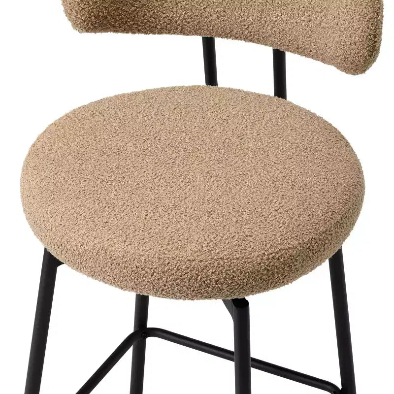 WestinTrends Alexandria Tabourets de bar à hauteur de comptoir modernes en tissu imitation fourrure de mouton avec dossier (lot de 2)