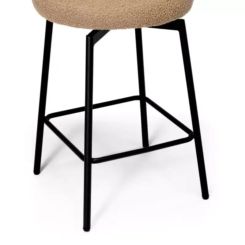 WestinTrends Alexandria Tabourets de bar à hauteur de comptoir modernes en tissu imitation fourrure de mouton avec dossier (lot de 2)