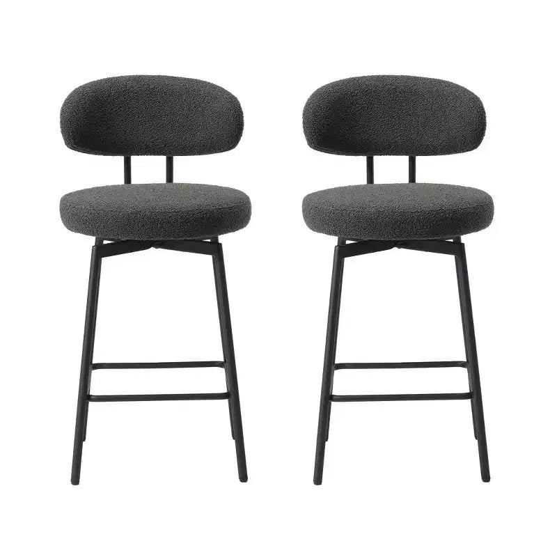 WestinTrends Alexandria Tabourets de bar à hauteur de comptoir modernes en tissu imitation fourrure de mouton avec dossier (lot de 2)