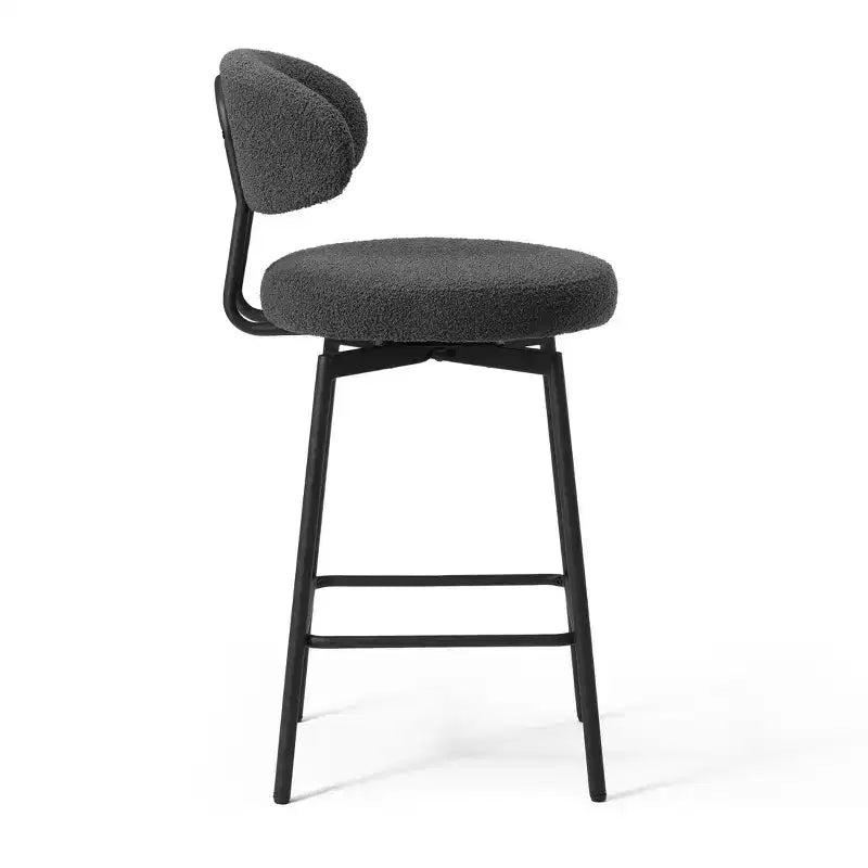 WestinTrends Alexandria Tabourets de bar à hauteur de comptoir modernes en tissu imitation fourrure de mouton avec dossier (lot de 2)