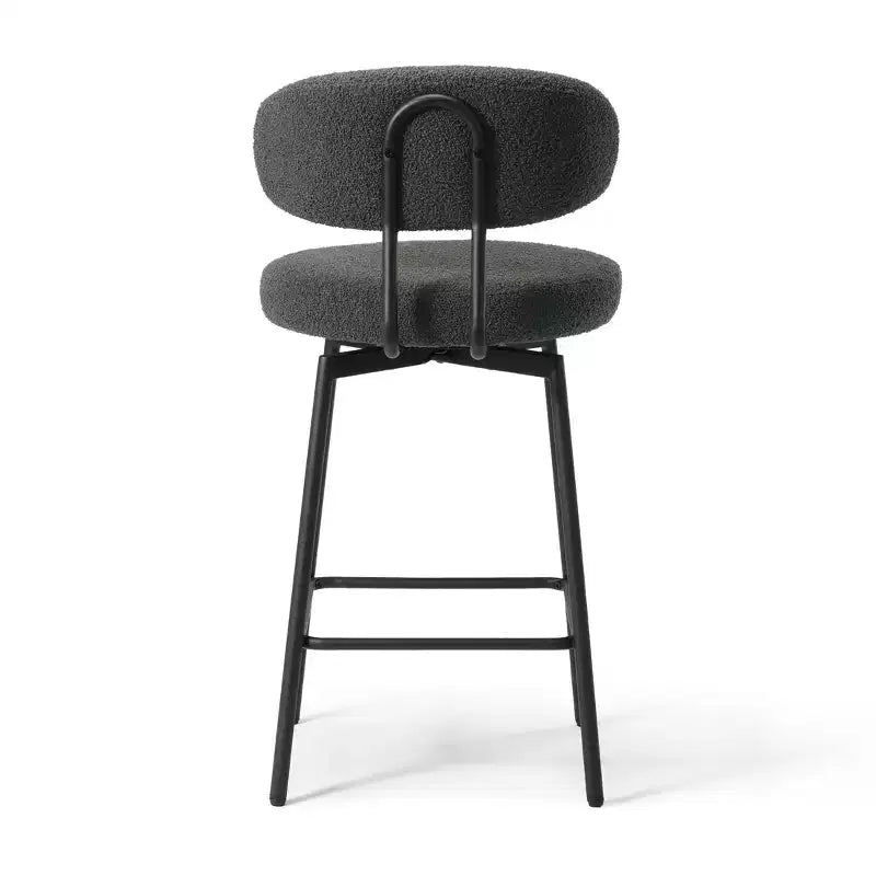 WestinTrends Alexandria Tabourets de bar à hauteur de comptoir modernes en tissu imitation fourrure de mouton avec dossier (lot de 2)